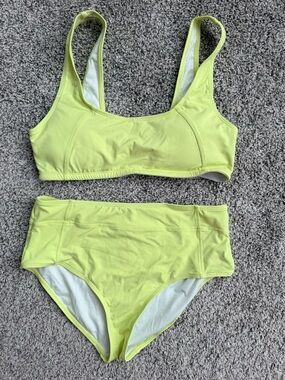 Mono B Neon Yellow High-Waist Bikini Set